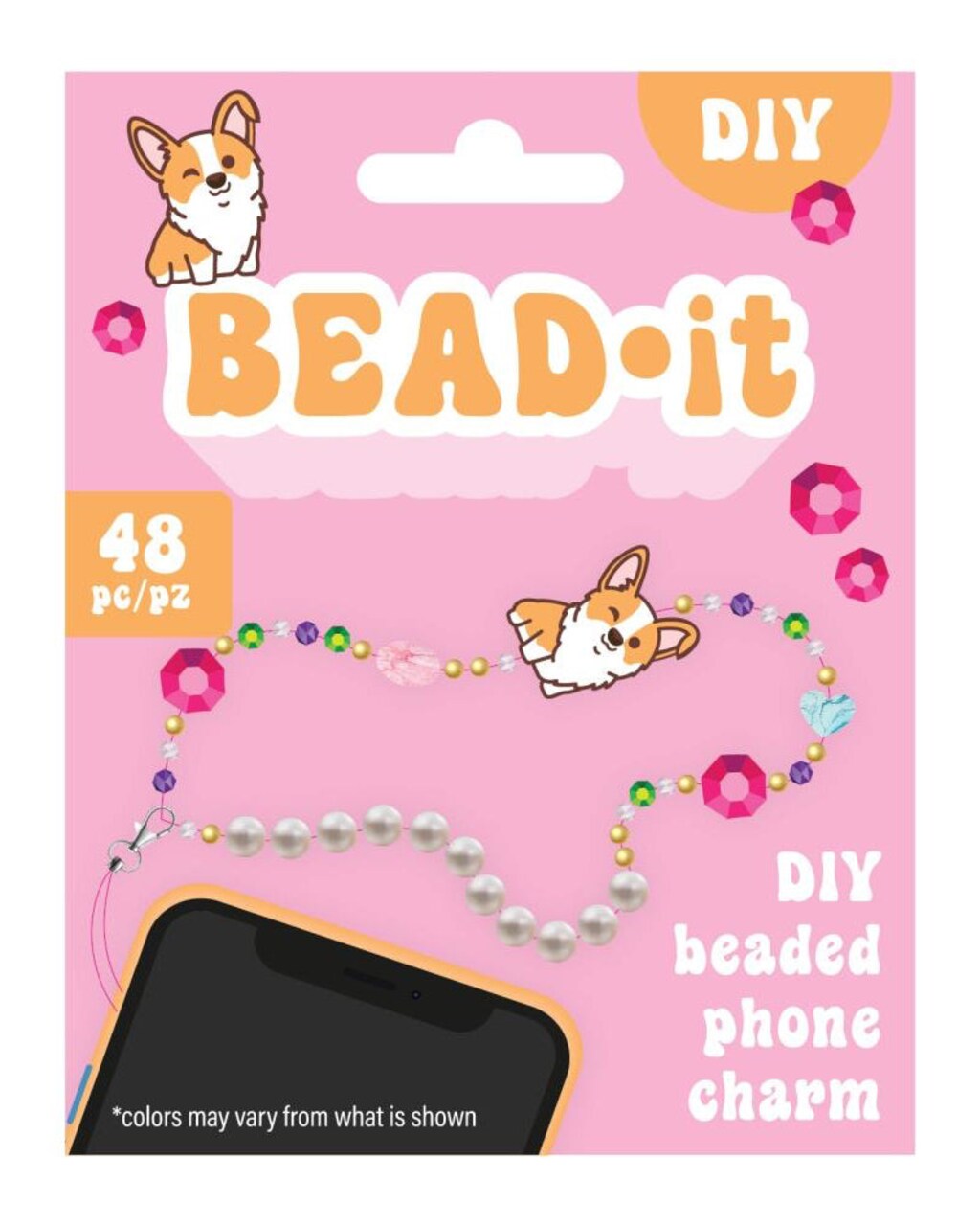 DIY Dog Corgi Bead It Phone Charm or Bracelet Kit Kids Craft Gift